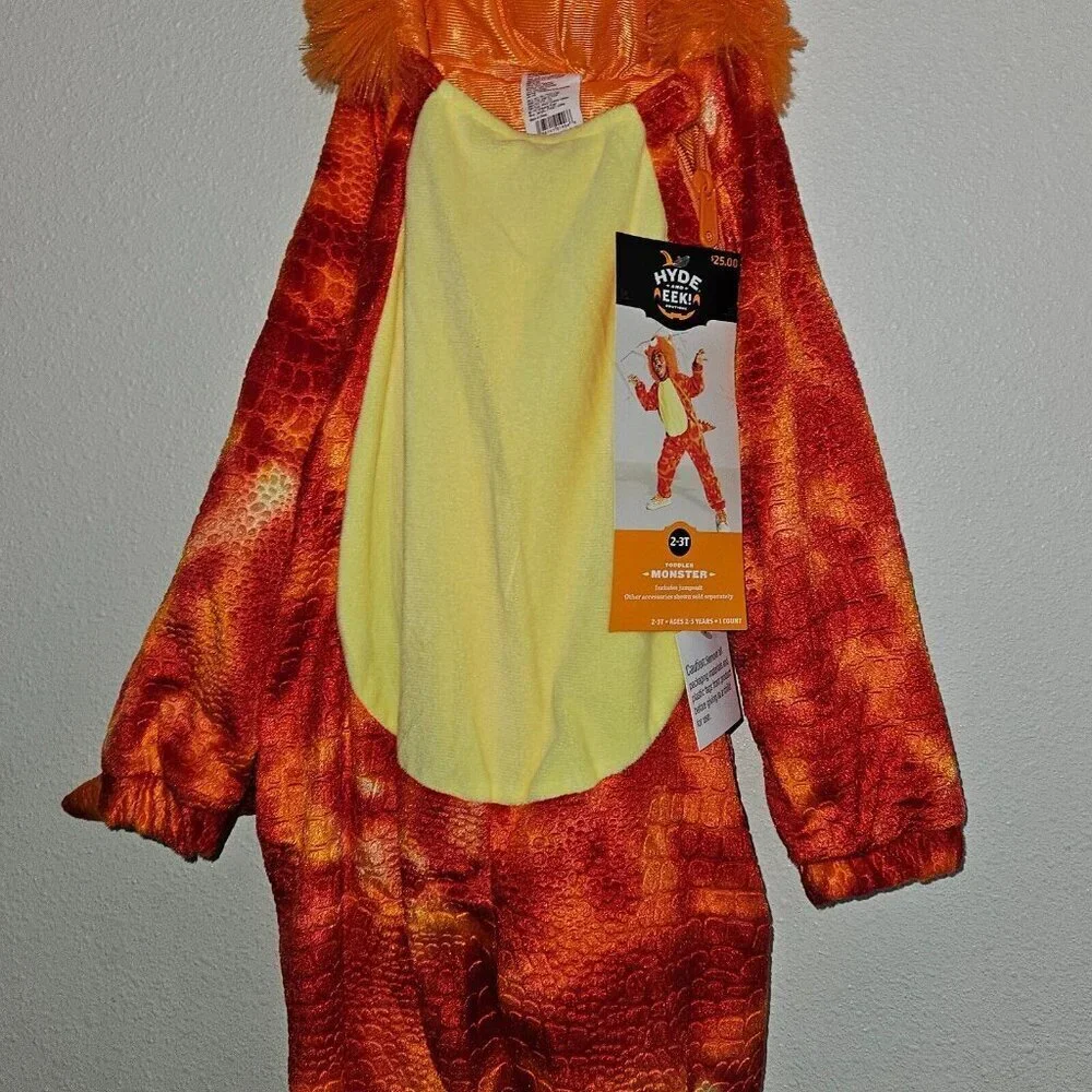 NEW Orange Monster Halloween Costume Toddler 2-3T Hooded Jumpsuit Hyde & Eek